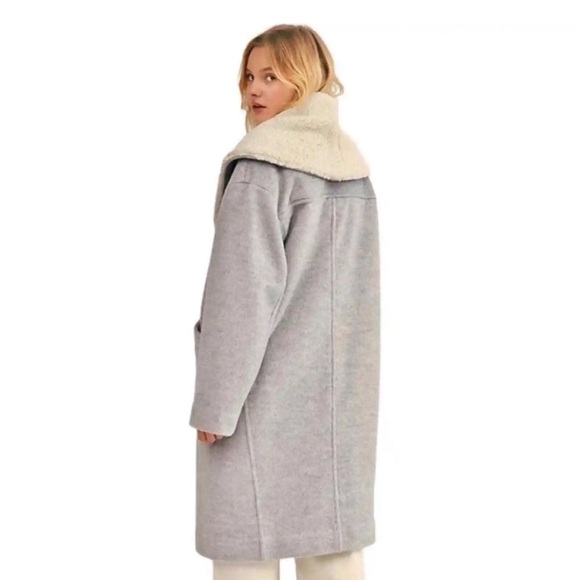 NWT Free People Wool Sherpa Coat Coco Cozy Grey - Picture 3 of 3